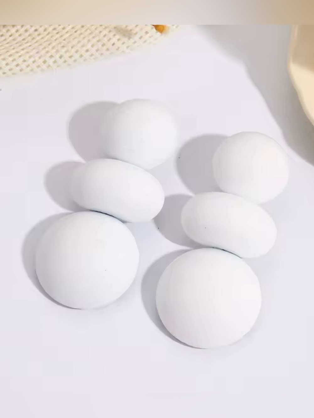 White Round Earrings